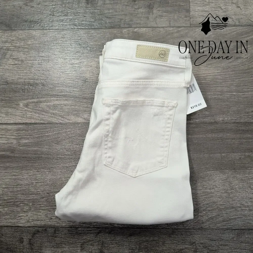AG Adriano Goldschmied Farrah Skinny Ankle Jeans White Distressed NWT Size 4 (27